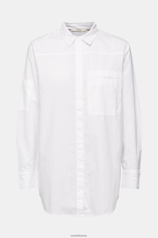 Esprit camicetta camicia, cotone biologico bianco donne camicette 4RNDH541