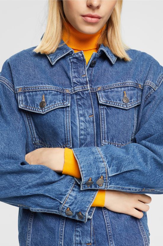Esprit camicetta di jeans lavaggio medio blu donne camicette 4RNDH396