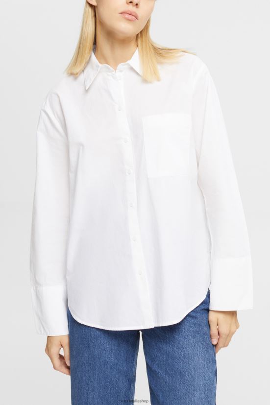 Esprit camicetta oversize in cotone bianco bianco donne camicette 4RNDH406