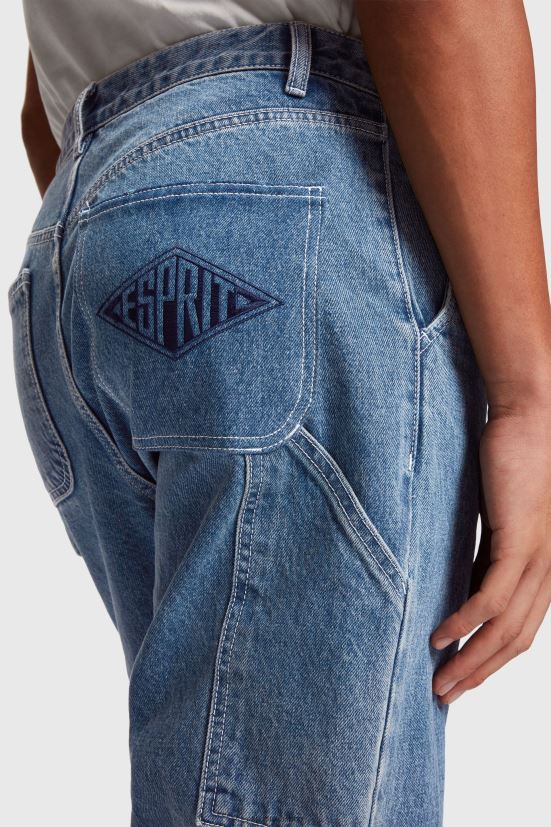 ESPRIT x Rest & Recreation pantaloni cargo in denim capsula risciacquo blu donne denim 4RNDH480