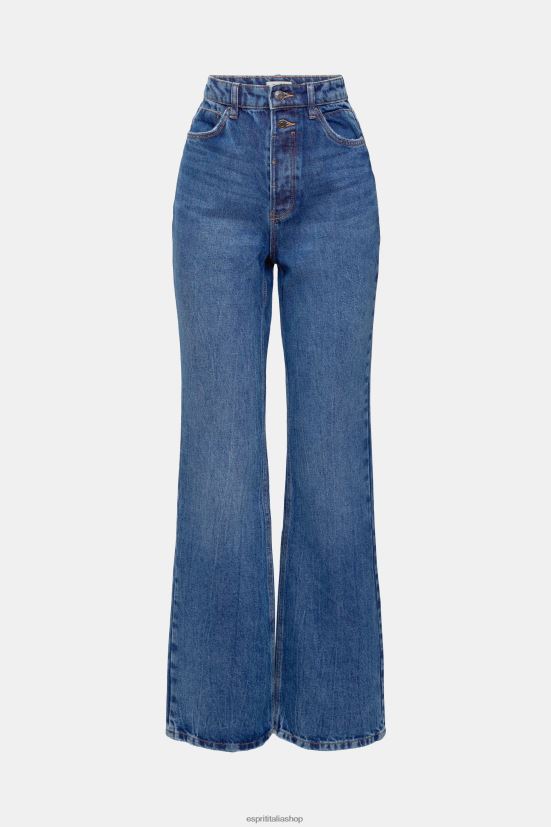 Esprit jeans a zampa retrò a vita alta lavaggio medio blu donne denim 4RNDH327