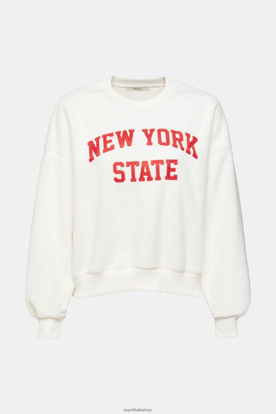 Esprit Felpa collegiale in maglione Teddy Borg bianco donne felpe e felpe con cappuccio 4RNDH324