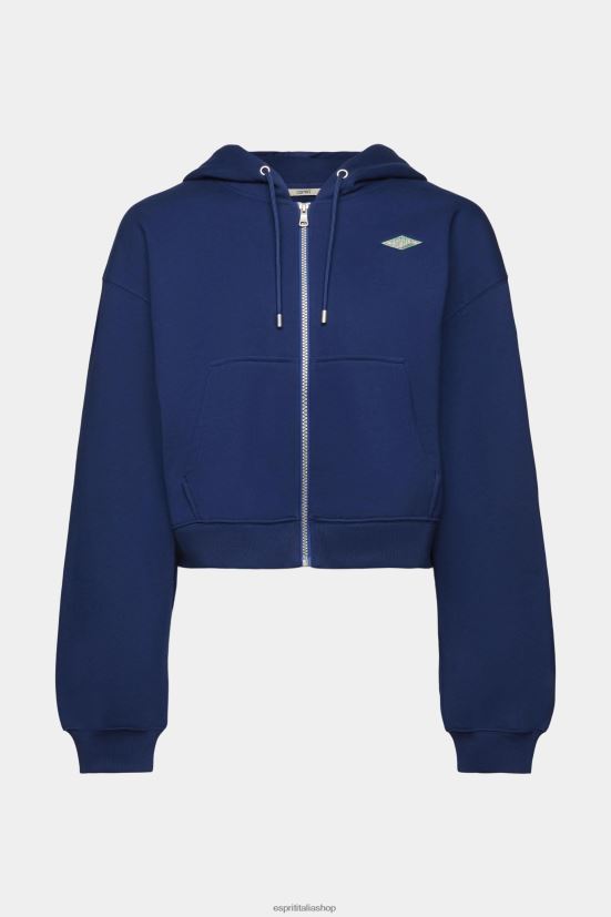 Esprit Felpa corta con zip e stampa logo sul retro inchiostro donne felpe e felpe con cappuccio 4RNDH165