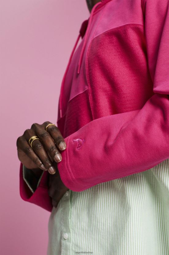 Esprit felpa con cappuccio patchwork corta rosa fucsia donne felpe e felpe con cappuccio 4RNDH290