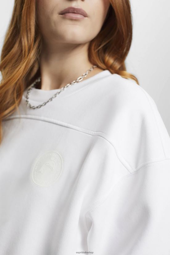 Esprit felpa corta bianco donne felpe e felpe con cappuccio 4RNDH153