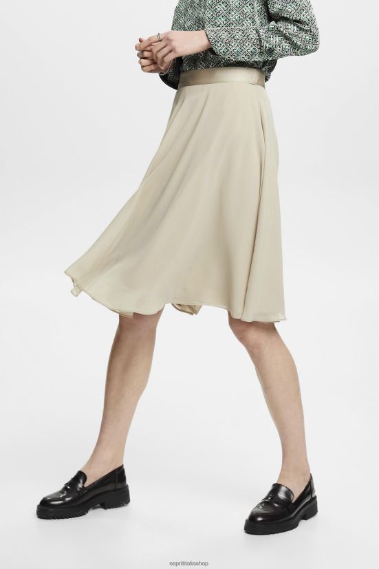 Esprit gonna in chiffon al ginocchio verde polveroso donne gonne 4RNDH279
