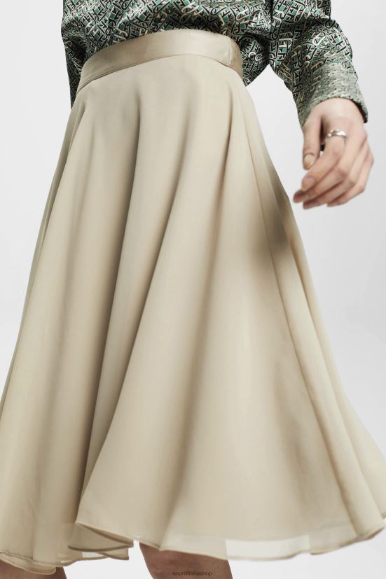 Esprit gonna in chiffon al ginocchio verde polveroso donne gonne 4RNDH279