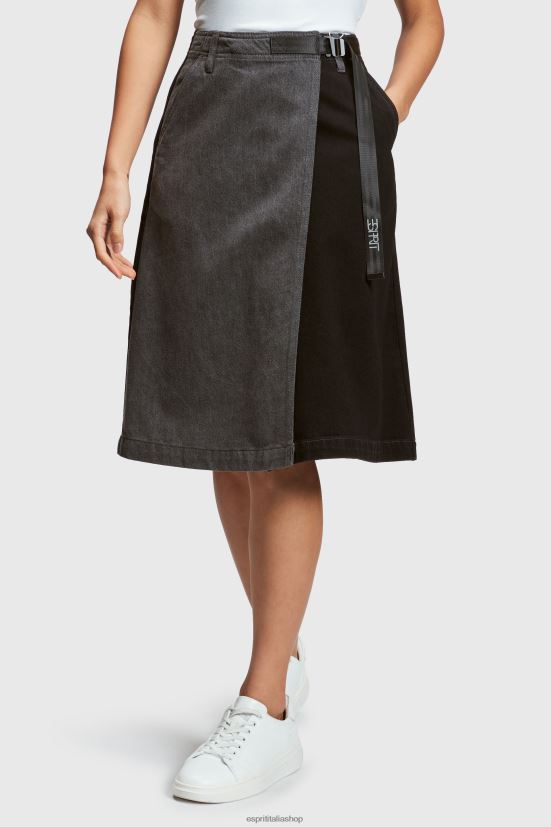 Esprit gonna midi fasciata in vita con fibbia nero donne gonne 4RNDH363