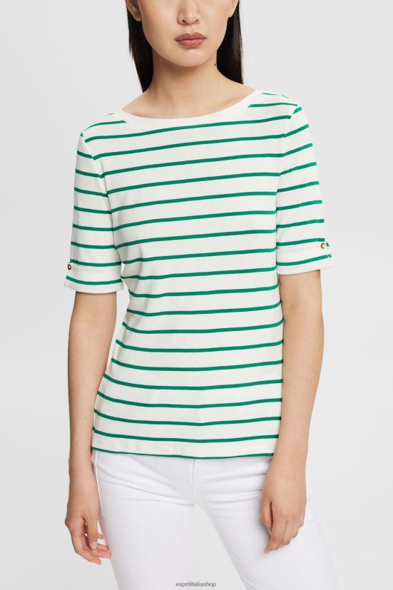 Esprit maglietta a righe alla moda verde smeraldo donne magliette 4RNDH519
