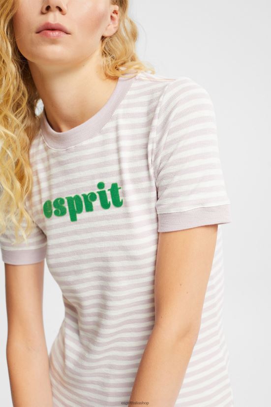 Esprit maglietta con logo a righe lavanda donne magliette 4RNDH538