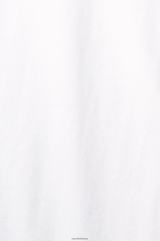 Esprit maglietta girocollo in cotone bianco donne magliette 4RNDH456