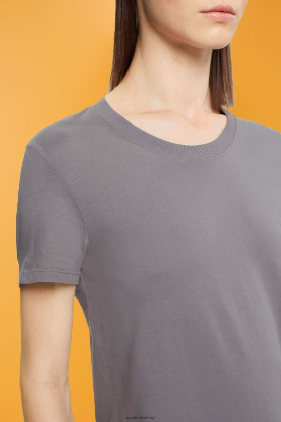 Esprit maglietta girocollo in cotone grigio medio donne magliette 4RNDH455