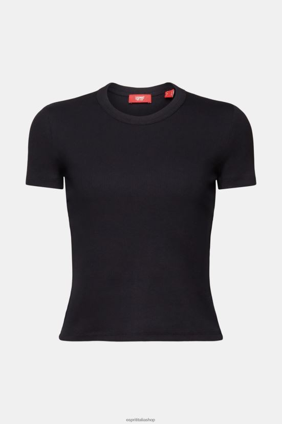 Esprit maglietta in jersey a coste nero donne magliette 4RNDH1