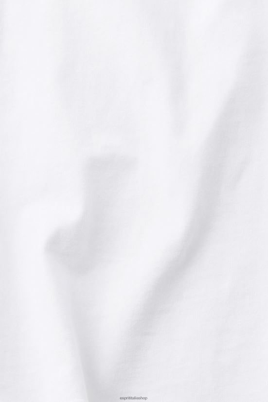 Esprit t-shirt in cotone con logo ricamato bianco donne magliette 4RNDH147