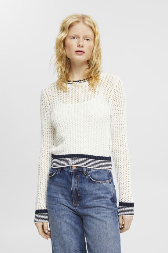 Esprit maglione strutturato in cotone organico bianco donne maglioni 4RNDH275