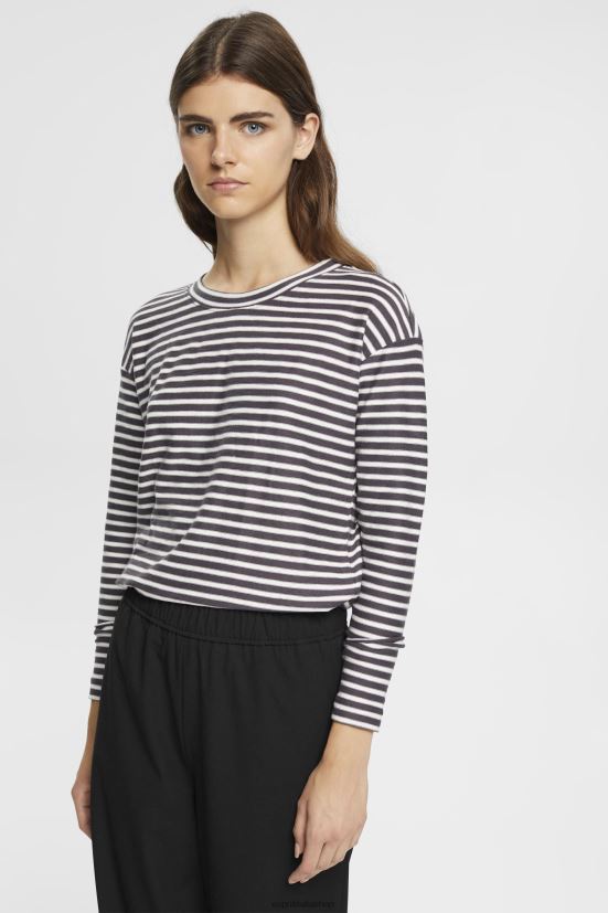 Esprit manica lunga rigata, 100% cotone antracite donne manica lunga 4RNDH250