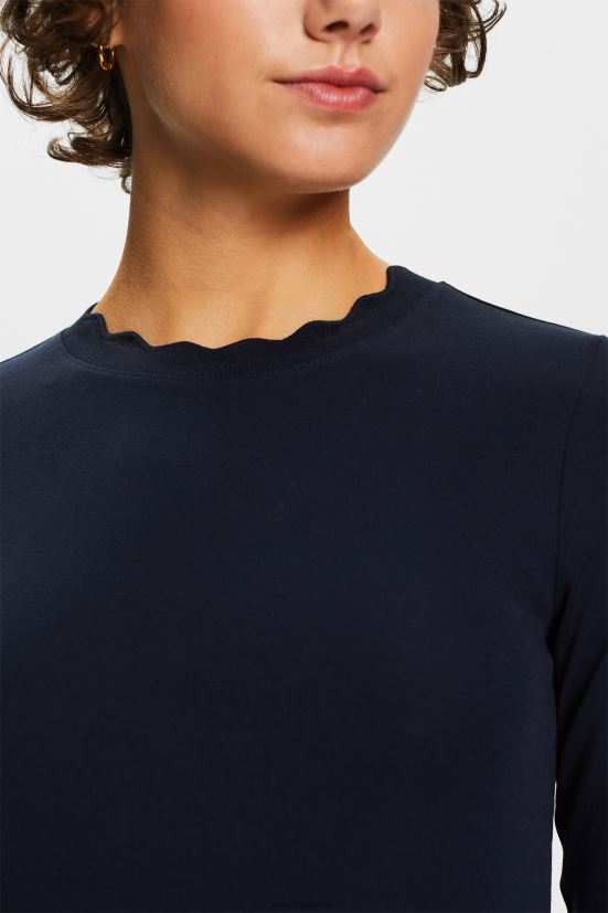 Esprit top a maniche lunghe con collo smerlato Marina Militare donne manica lunga 4RNDH33