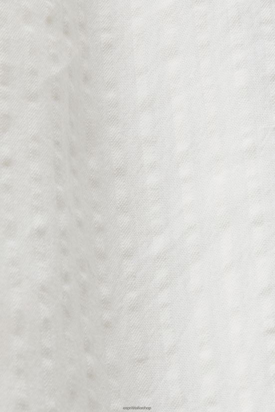 Esprit abito chemisier midi con cintura da annodare, misto cotone bianco donne vestiti 4RNDH235