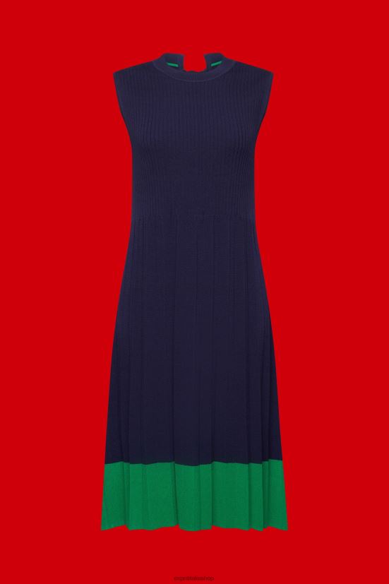 Esprit maxi abito plissettato e senza maniche con girocollo blu scuro donne vestiti 4RNDH123