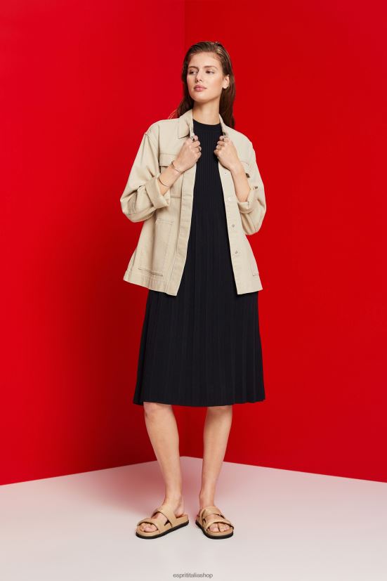 Esprit maxi abito plissettato e senza maniche con girocollo nero donne vestiti 4RNDH124