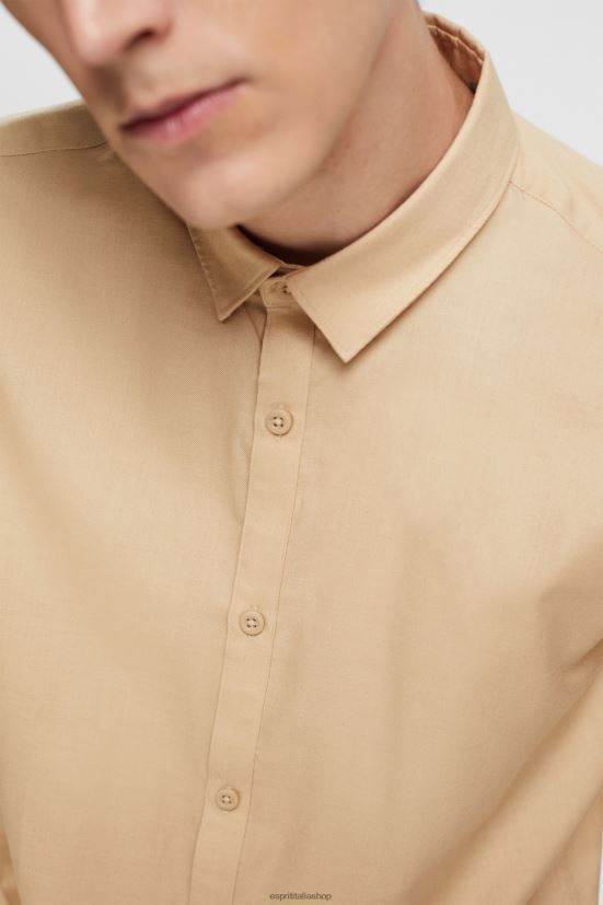 Esprit camicia dalla vestibilità slim beige crema uomini camicie 4RNDH854