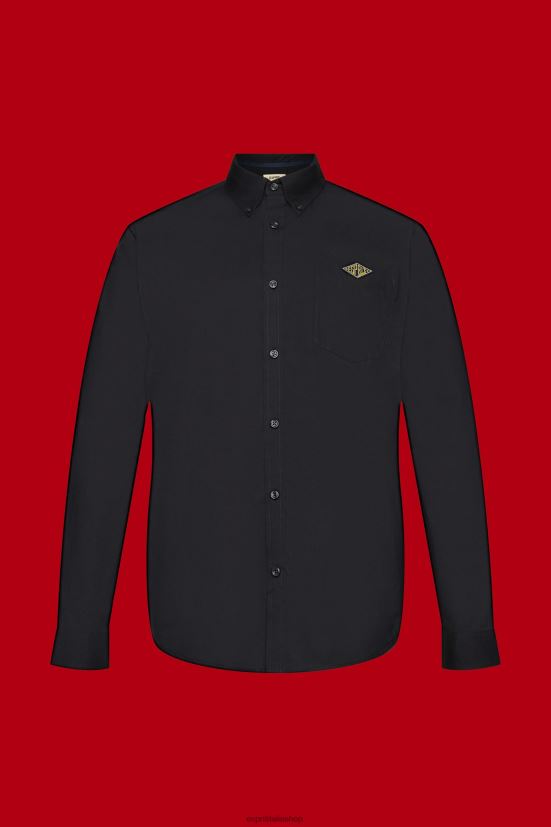 Esprit camicia in cotone con bottoni nero uomini camicie 4RNDH658