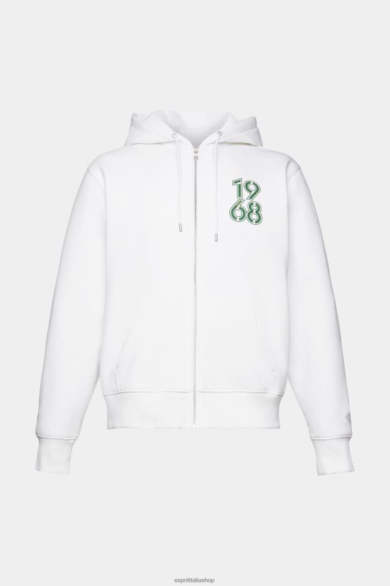 Esprit felpa con cappuccio con zip a tutta lunghezza bianco uomini felpe e felpe con cappuccio 4RNDH634