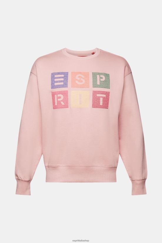 Esprit felpa con logo, 100% cotone biologico rosa antico uomini felpe e felpe con cappuccio 4RNDH582