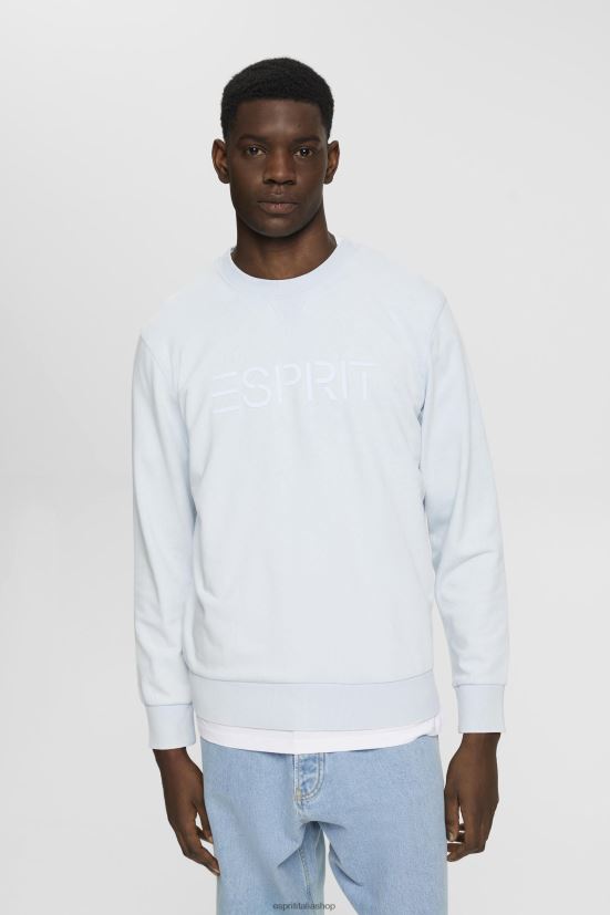 Esprit felpa con stampa logo blu pastello uomini felpe e felpe con cappuccio 4RNDH678