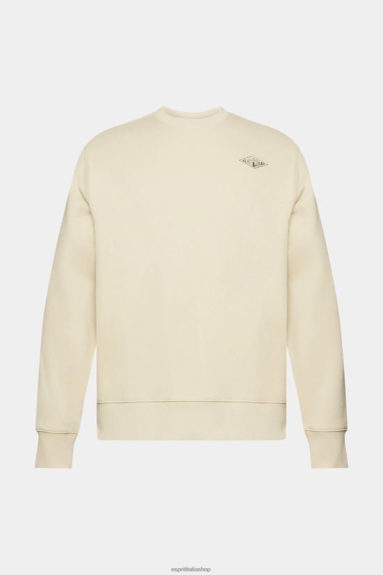 Esprit felpa con stampa logo sul retro beige uomini felpe e felpe con cappuccio 4RNDH645