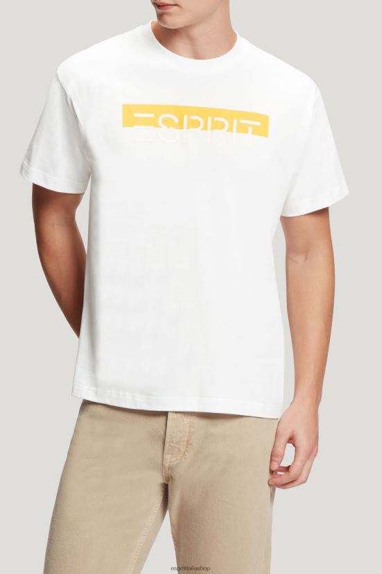 Esprit T-shirt con applicazione logo opaco lucido bianco uomini magliette 4RNDH616