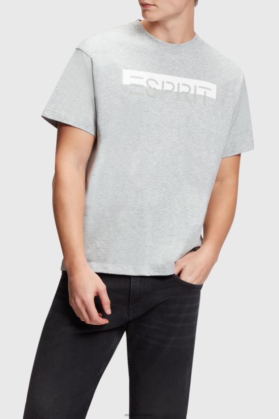 Esprit T-shirt con applicazione logo opaco lucido grigio chiaro uomini magliette 4RNDH615
