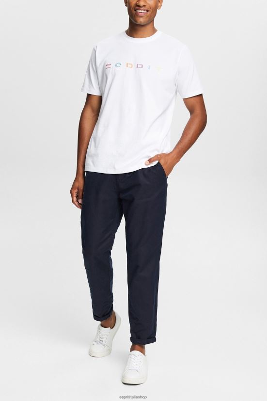 Esprit T-shirt in jersey con logo ricamato bianco uomini magliette 4RNDH915