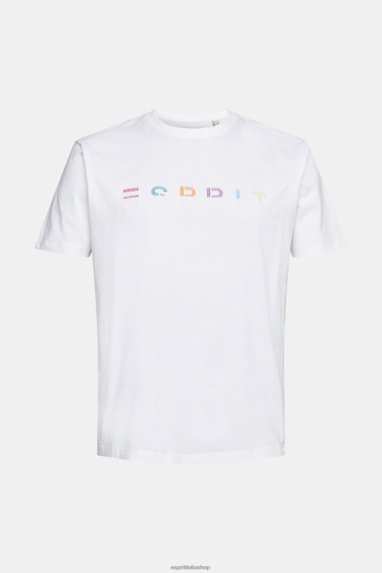 Esprit T-shirt in jersey con logo ricamato bianco uomini magliette 4RNDH915