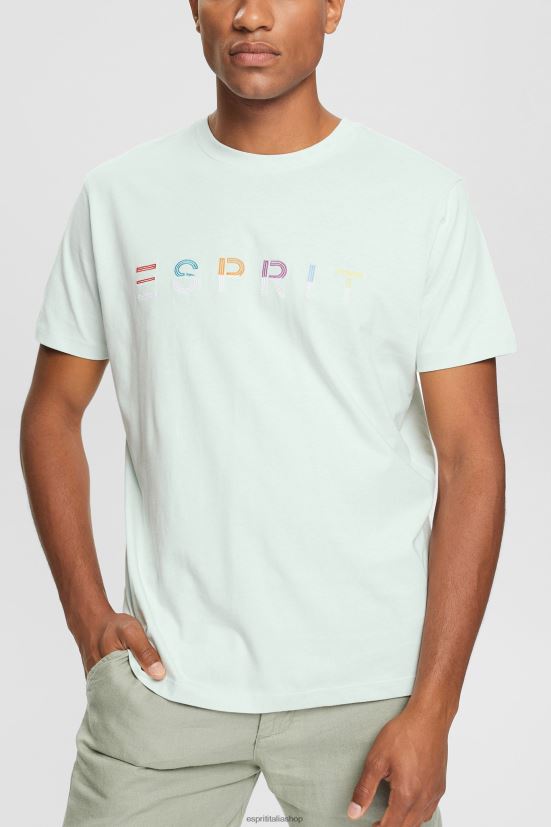 Esprit T-shirt in jersey con logo ricamato blu pastello uomini magliette 4RNDH919