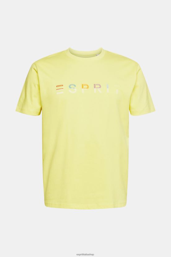 Esprit T-shirt in jersey con logo ricamato giallo acceso uomini magliette 4RNDH920
