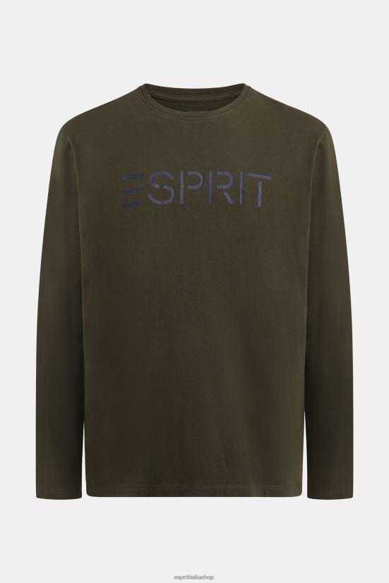 Esprit T-shirt in jersey con stampa logo verde scuro uomini magliette 4RNDH865