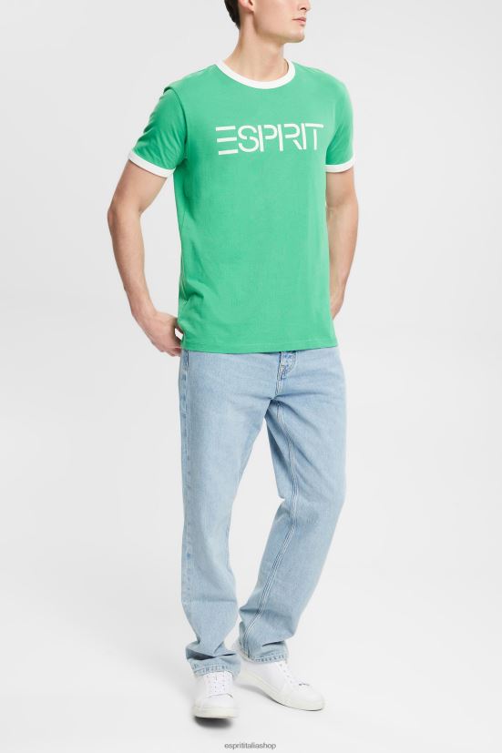 Esprit T-shirt in jersey con stampa logo verde uomini magliette 4RNDH950