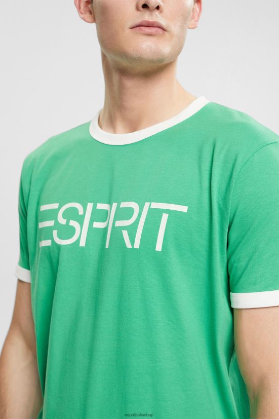 Esprit T-shirt in jersey con stampa logo verde uomini magliette 4RNDH950