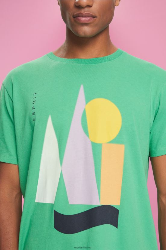 Esprit T-shirt in jersey con stampa verde uomini magliette 4RNDH845