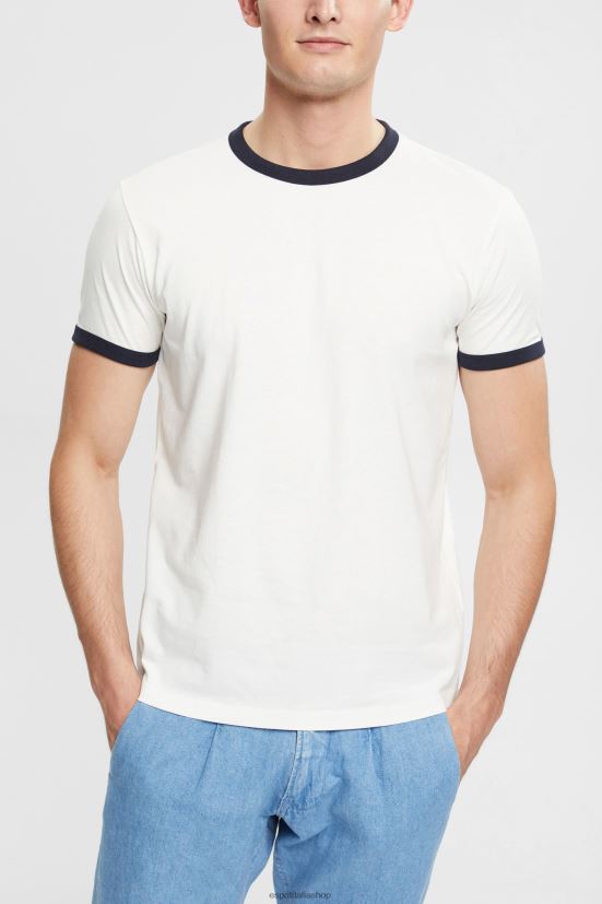 Esprit maglietta in maglia bianco uomini magliette 4RNDH954