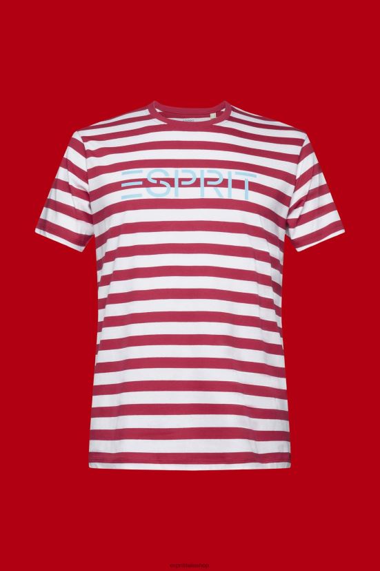 Esprit t-shirt a righe in cotone sostenibile rosa uomini magliette 4RNDH744