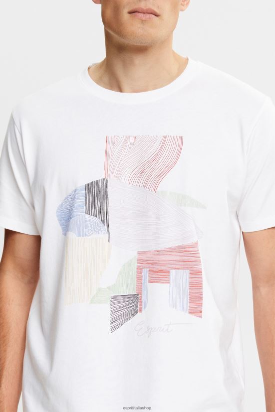 Esprit t-shirt con illustrazione in cotone sostenibile bianco uomini magliette 4RNDH939