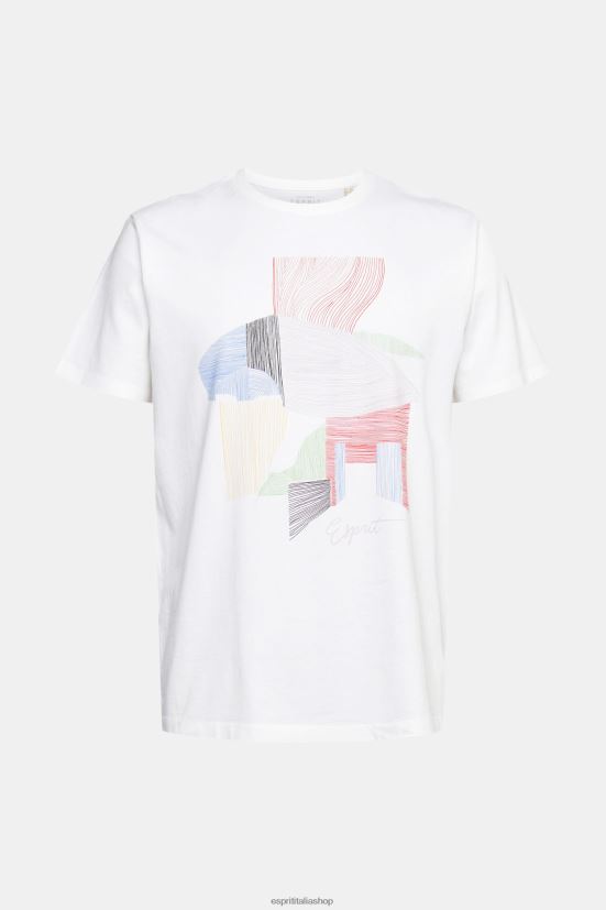 Esprit t-shirt con illustrazione in cotone sostenibile bianco uomini magliette 4RNDH939