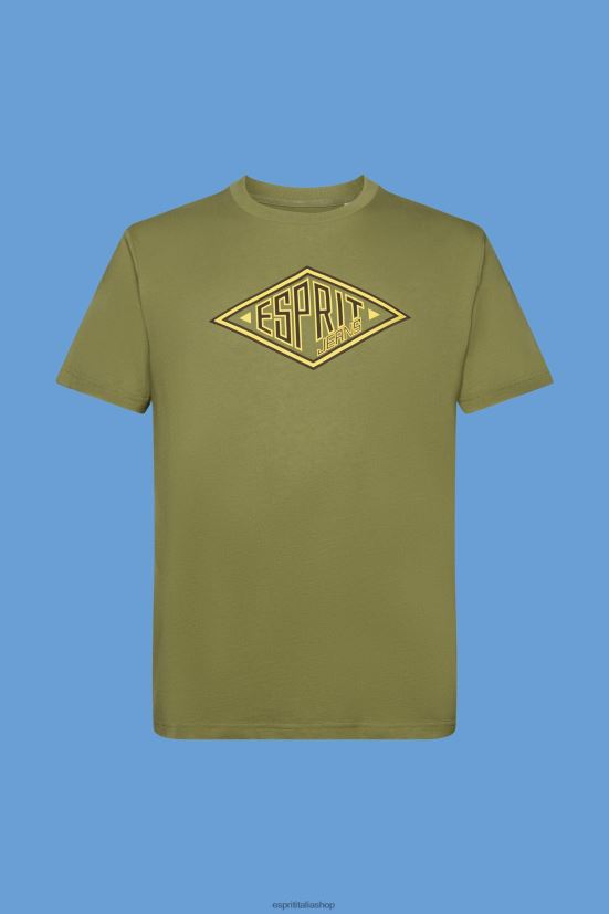 Esprit t-shirt in cotone con stampa logo oliva uomini magliette 4RNDH626