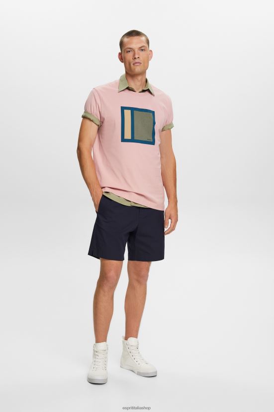 Esprit t-shirt in jersey con stampa, 100% cotone rosa antico uomini magliette 4RNDH586