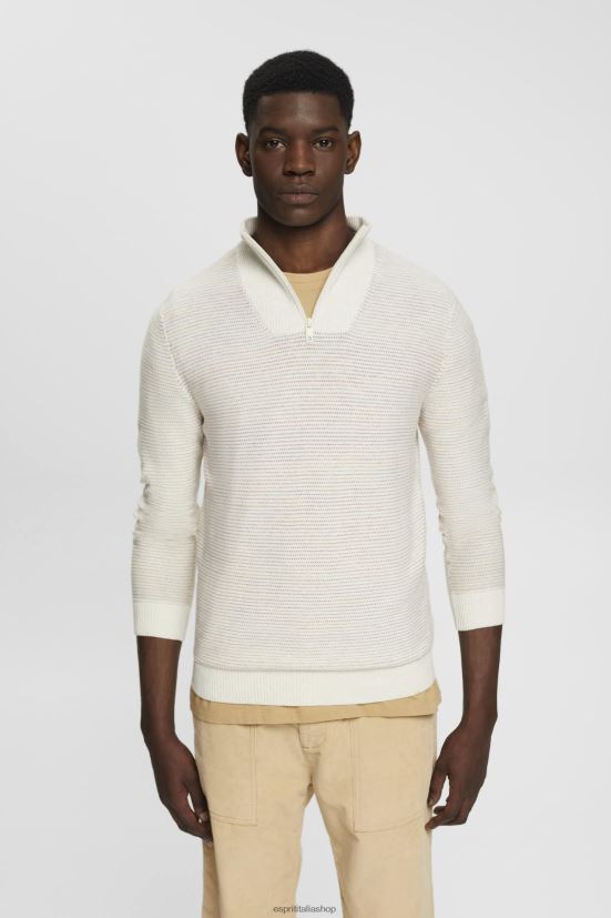 Esprit maglione lavorato a maglia con mezza zip e strisce colorate bianco uomini maglioni 4RNDH727