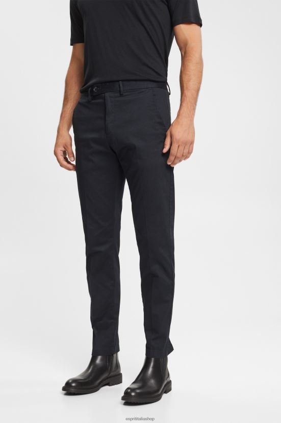 Esprit pantaloni chino in cotone elasticizzato nero uomini pantaloni 4RNDH902