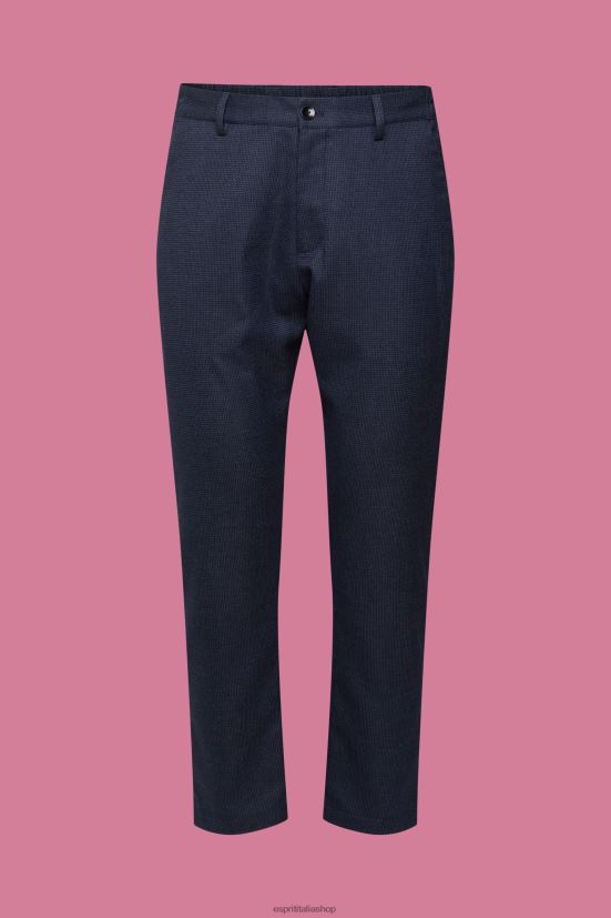 Esprit pantaloni da completo strutturati blu scuro uomini pantaloni 4RNDH880