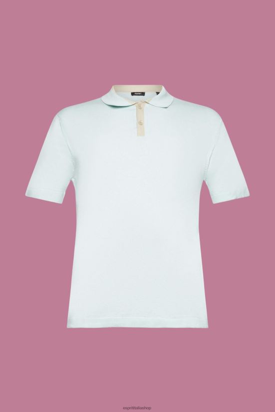 Esprit Polo in misto tencel e cotone sostenibile verde acqua chiaro uomini polo 4RNDH760
